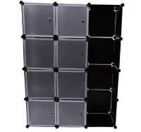 Outsunny - Armadio in plastica Scarpiera Cabina Guardaroba - 145x109x37cm - Nero(m-1)