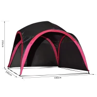 Outsunny Tenda da Spiaggio Impermeabile Protezione Raggi UV per 6 Persone Campeggio, in Poliestere, Nero e Rosso, 330 x 330 x 255 cm(m-3)