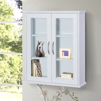 HOMCOM Armadietto Portaoggetti da Parete 3 Ripiani per Bagno e Cucina Legno 53.5x16x62.5cm Bianco(m-2)