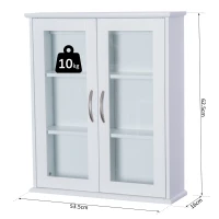 HOMCOM Armadietto Portaoggetti da Parete 3 Ripiani per Bagno e Cucina Legno 53.5x16x62.5cm Bianco(m-3)