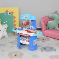 HOMCOM Ambulatorio Ospedale Giocattolo Dottore per Bambini 3-6 Anni con 26 Accessori Inclusi, Blu e Bianco(m-2)