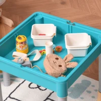 HOMCOM Set Tavolo Contenitore con 2 Sedie e 4 Scatole Portagiochi per Bambini(m-8)
