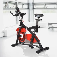 HOMCOM Spin Bici Bicicletta Bike Indoor Allenamento Aerobico Ciclo Home Fitness Palestra In Casa Con Display a LED Rosso(m-13)