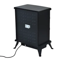 HOMCOM Caminetto Elettrico da Terra Potenza 950W/1850W in Ferro e Vetro Telecomando 42.5 x 28 x 54 cm Nero(m-6)