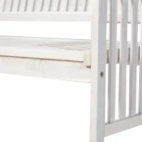 Outsunny Panchina da Giardino 2 Persone a Doghe per Esterno Legno di Acacia 117 x 63 x 90 cm Bianco(m-7)