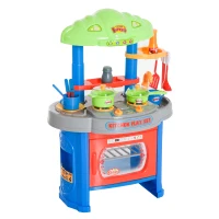 HOMCOM Cucina Giocattolo per Bambini Accessori Luci e Suoni Plastica 46 × 30 ×67cm(m-1)