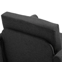 HOMCOM Poltrona Sedia Robusta Tappetini antiscivolo con Cuscini da Soggiorno Lino, Spugna 82 x 65 x 78cm Grigio scuro, Nero(m-9)