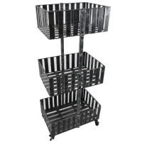 Outsunny Carrello Fioriera 3 Scaffali 4 Ruote Girevoli(2 con Freno) Telaio in Acciaio Verniciato a Polvere Argento 10kg/per livello 50x33x100cm(m-1)