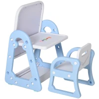 HOMCOM Grande Lavagnetta Magnetica per Bambini con Sedia, Lettere, Numeri, Pennarelli e Accessori per Studiare, Bianca(m-7)