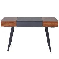 HOMCOM Scrivania Allungabile Tavolo in Legno e Acciaio Design Moderno con Scompartimenti Nascosti 60x76x130-190cm(m-7)