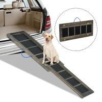 PawHut Rampa Pieghevole per Cani Animali per Auto Macchina in Legno Massello con Rivestimento Antiscivolo, 165 x 43 x 4.8cm(m-2)