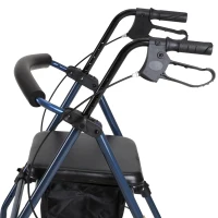 HOMCOM Deambulatore Regolabile Pieghevole con 4 Ruote Per Anziani e Disabili 64x57.8x74.4cm Nero e blu(m-4)
