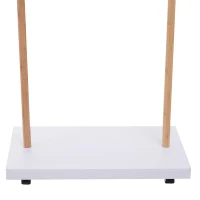 HOMCOM Stand Appendiabiti Salvaspazio con Ruote Bambù, MDF 80x45x150cm Bianco e Legno Naturale(m-6)