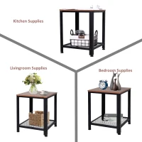 HOMCOM Tavolino da Salotto in Stile Industriale (45cm x 45cm x 55cm), in Legno e Acciaio, per Divano, Camera o Ingresso(m-9)