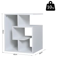 Homcom Mobiletto Libreria a 3 livelli in Legno Bianco 45x40x55cm(m-3)