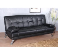 HOMCOM - Divano letto 2 in 1 ribaltabile pieghevole in pelle sintetica nero(m-1)