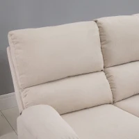 HOMCOM Divano 3 Posti con 2 Sedute Reclinabili e Poggiapiedi Integrato, Rivestimento in Tessuto Beige, 187x92x97cm(m-7)