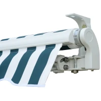 Outsunny Tenda da Sole Avvolgibile Manuale a Parete a Righe, Verde e bianco, 2.5x2m(m-4)