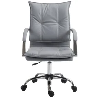 Vinsetto Poltrona Sedia da Ufficio Design Moderno Altezza Regolabile Imbottita, Pelle PU Cotone PP, Grigio, 64 x 57 x 91-101 cm(m-4)