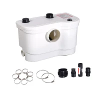 HOMCOM - Trituratore Pompa di Scarico 800W per WC, Lavabo, Bidet, Doccia in PP 43 x 23 x 26cm Bianco(m-1)