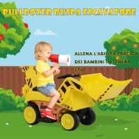 Homcom Escavatore Giocattolo Cavalcabile con Pala e Braccio Elettrico per Bambini Giallo(m-5)
