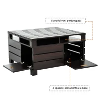 HOMCOM Tavolino da Salotto Design Moderno con Vani Portaoggetti in Legno MDF Noce 80 x 80 x 46.5cm(m-5)