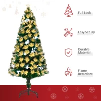 HOMCOM Árbol de Navidad Artificial 150 cm Luminoso con Fibra Óptica 170 Luces LED 8 Modos Brillantes 120 Cuentas Blancas y 170 Ramas Decoración Interior Ø70x150 cm Verde(m-4)