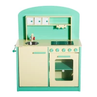 HOMCOM Cucina Giocattolo per Bambini con Accessori in Legno 70x30x88cm(m-5)