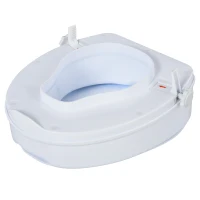 HOMCOM Rialzo per WC Larghi 31-36 cm in PP Bianca con Coperchio e Sedile Alto 10 cm, per Anziani e Disabili Max 130 kg(m-5)