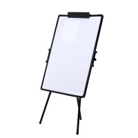 HOMCOM Lavagna Magentica Bianca con Cavalletto a Treppiede Altezza Regolabile Cornice in Alluminio 60×90x1.8cm(m-4)