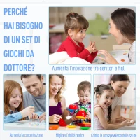 HOMCOM Ambulatorio Ospedale Giocattolo Dottore per Bambini 3-6 Anni con 26 Accessori Inclusi, Blu e Bianco(m-7)