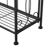 HOMCOM Portafiori Scaffale Pieghevole con 3 Ripiani per Balcone Giardino in Ferro Verniciato, Nero, 48 x28 x 101.5 cm(m-8)