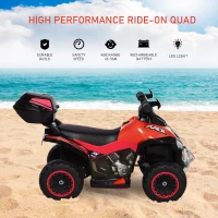 HOMCOM Quad Elettrico per Bambini con Motore 6V, Velocità Massima 5 km/h, Musica e Fanali Funzionanti, Rosso(m-3)