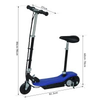 HOMCOM Monopattino EScooter con Sedile per Bambini Velocità Max 12KM/H 81.5 x 37 x 96cm Blu(m-3)