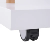 HOMCOM Stand Appendiabiti Salvaspazio con Ruote Bambù, MDF 80x45x150cm Bianco e Legno Naturale(m-9)