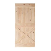 HOMCOM - Porta Scorrevole in Legno in Stile Country, 213 x 96.5 x 3.5cm, Colore: Naturale(m-5)