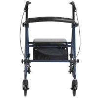 HOMCOM Deambulatore Regolabile Pieghevole con 4 Ruote Per Anziani e Disabili 64x57.8x74.4cm Nero e blu(m-7)