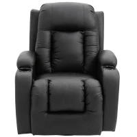 HOMCOM Poltrona Massaggiante Riscaldante Reclinabile in Similpelle Nera con 8 Punti di Massaggio e Telecomando, 90x93x103cm(m-4)
