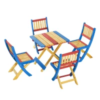 Outsunny Set Tavolo da Giardino con 4 Sedie Legno di Abete Colorato(m-1)