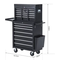 HOMCOM Carrello da Officina Professionale Porta Attrezzi con Cassettiera 61.5 x 33 x 113cm Nero(m-3)