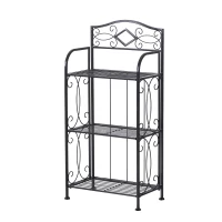HOMCOM Portafiori Scaffale Pieghevole con 3 Ripiani per Balcone Giardino in Ferro Verniciato, Nero, 48 x28 x 101.5 cm(m-1)