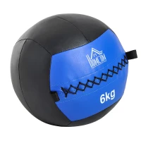HOMCOM Palla Medica Wall Ball 6kg cross-training Fitness Ecopelle Ф35cm Nero-Blu(m-1)