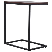 HOMCOM Tavolino Laterale da Divano o Letto Forma a "C" Design Industriale Metallo e MDF Fino 20 kg 56x36x68cm(m-7)