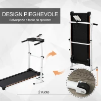 HOMCOM Tapis Roulant Meccanico, Pieghevole e Inclinabile con Schermo LED, Bianco e Nero(m-4)