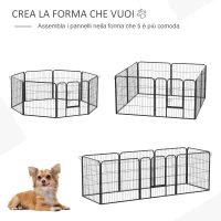 PawHut Recinto Recinzione per Animali Cuccioli, Cani,  8pz, 80x80cm, Nero(m-4)