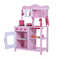 Homcom Cucina Giocattolo per Bambini in Legno Rosa 60 x 30 x 84.5cm(m-5)