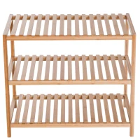 HOMCOM Scaffale Portaoggetti in Bambù per Bagno Cucina Balcone con 3 Ripiani Leggero e Resistente 65 × 40 × 55cm(m-8)