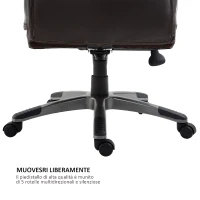 HOMCOM Poltrona Sedia Direzionale da Ufficio Regolabile e Girevole in Similpelle 62 × 78 × 103.5-111cm Marrone(m-9)