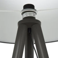 HOMCOM Lampada da Terra con Piantana a Tre Piedi per Salotto, in Legno e Acciaio, Lampadine E27, 52x52x153cm, Grigia(m-6)