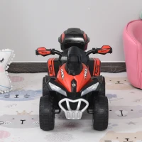 HOMCOM Quad Elettrico per Bambini con Motore 6V, Velocità Massima 5 km/h, Musica e Fanali Funzionanti, Rosso(m-8)